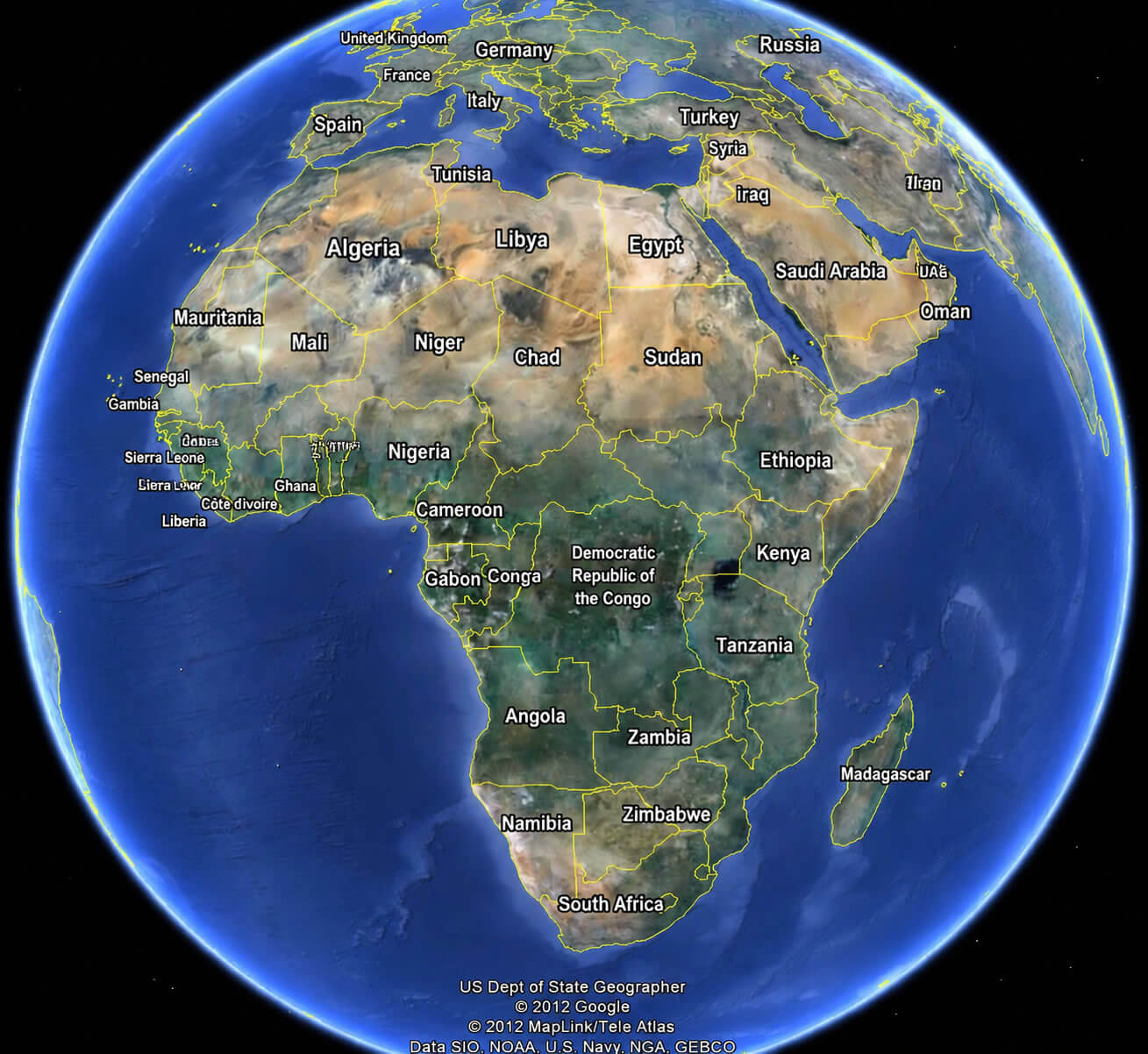 Africa 3d Earth Globe view