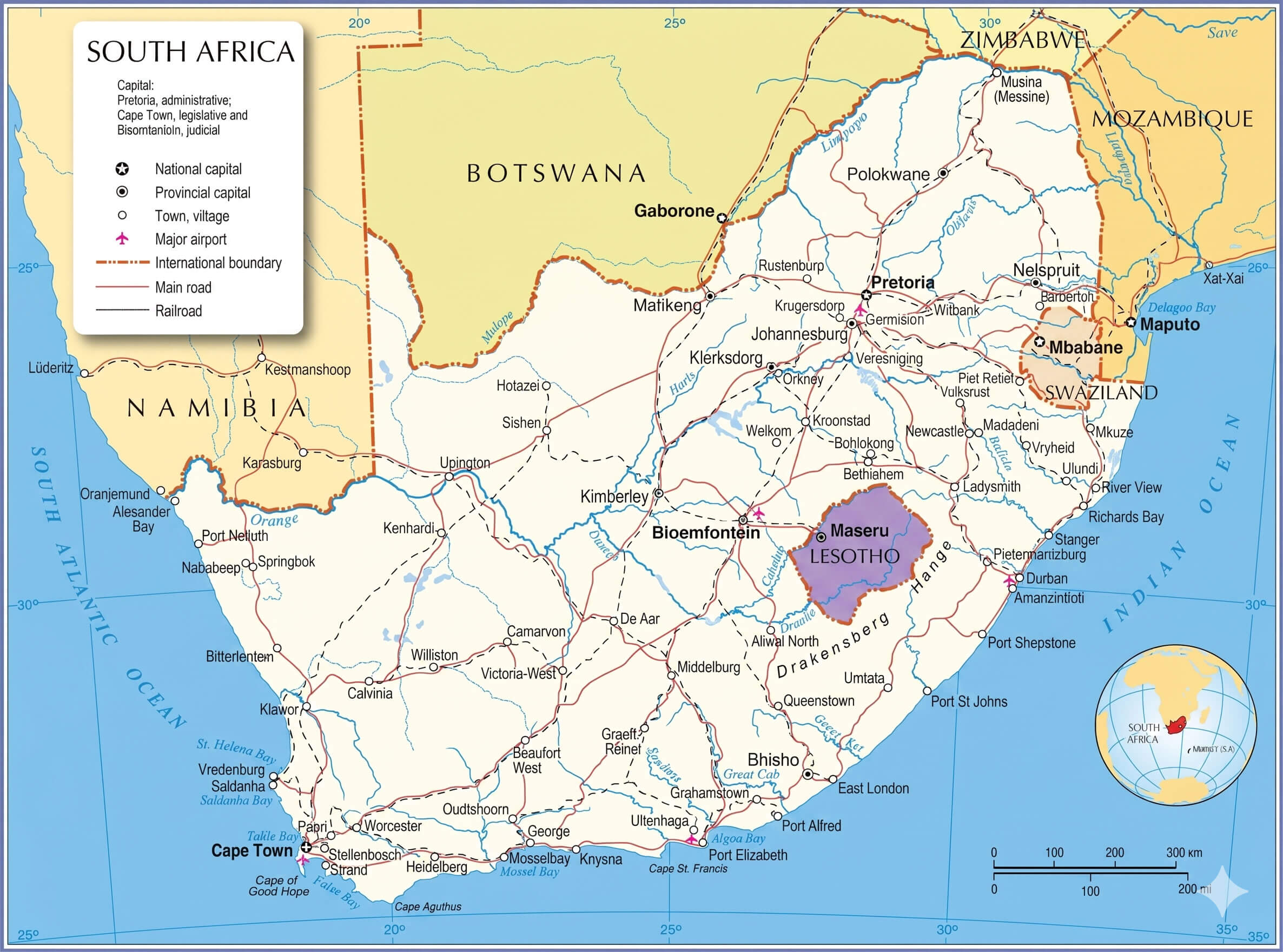 South Africa regions map