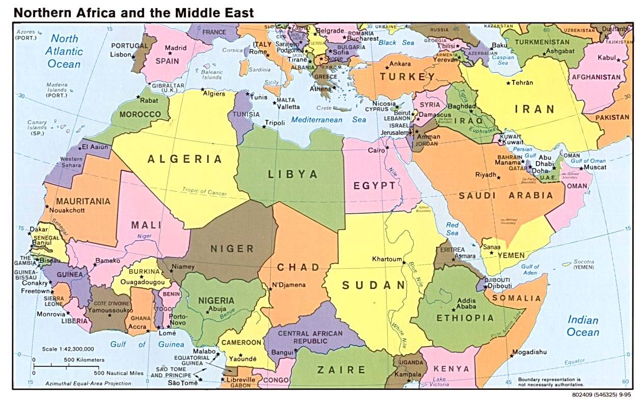 Northern Africa middle eas map 1995