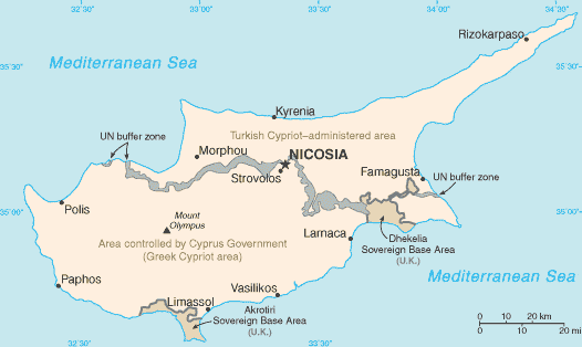 Akrotiri and Dhekelia Cyprus Map