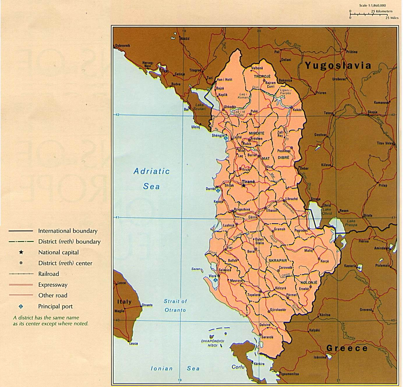 Albania political map 1990