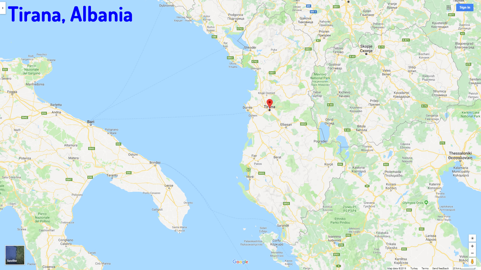 Tirana map Albania