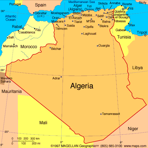 Cities Map of Algeria