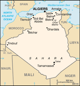 political map of Algeria
