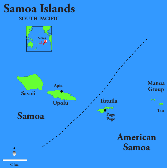 American Samoa South Pacific Map