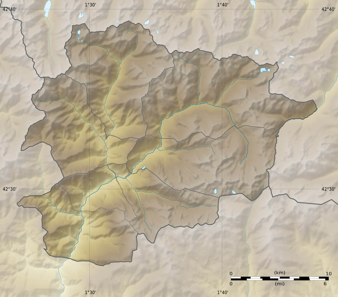 Andorra blank physical map 2008