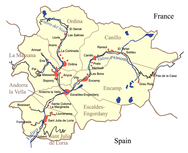 Andorra seven parishes Map 2006