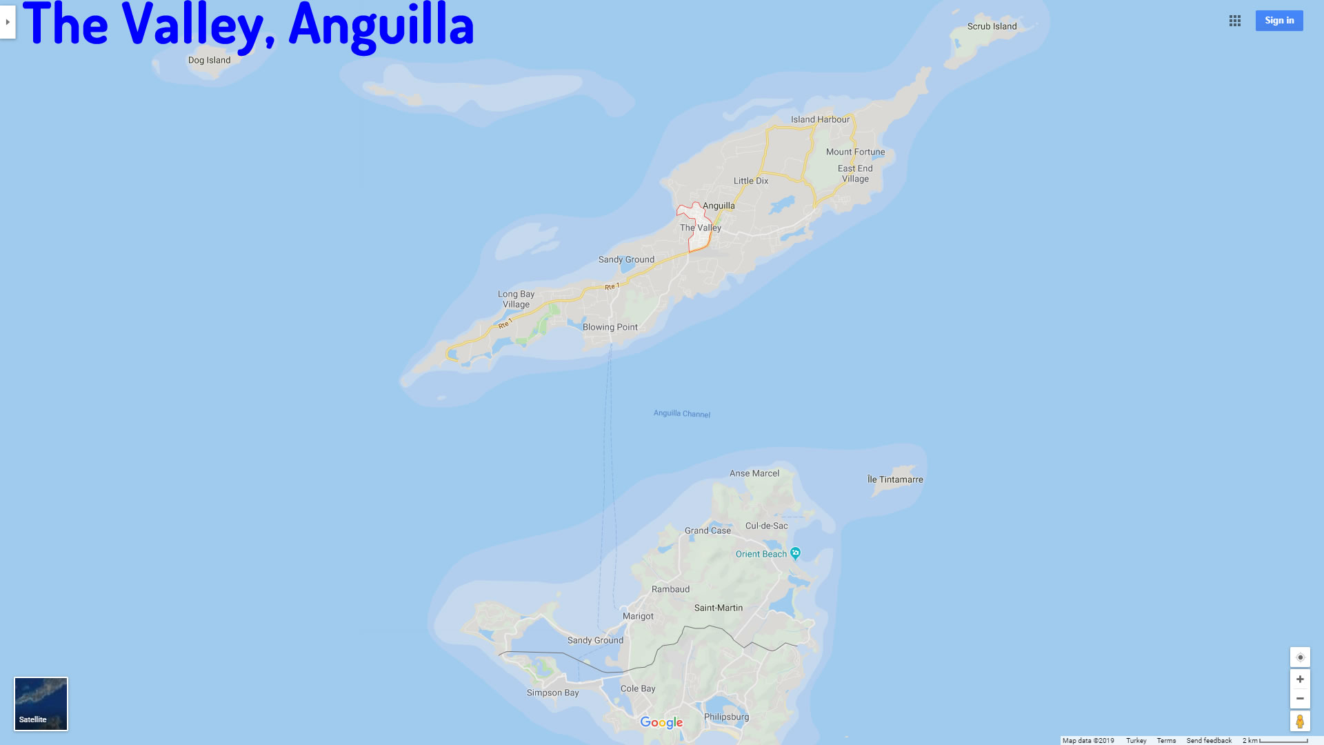 The Valley map Anguilla