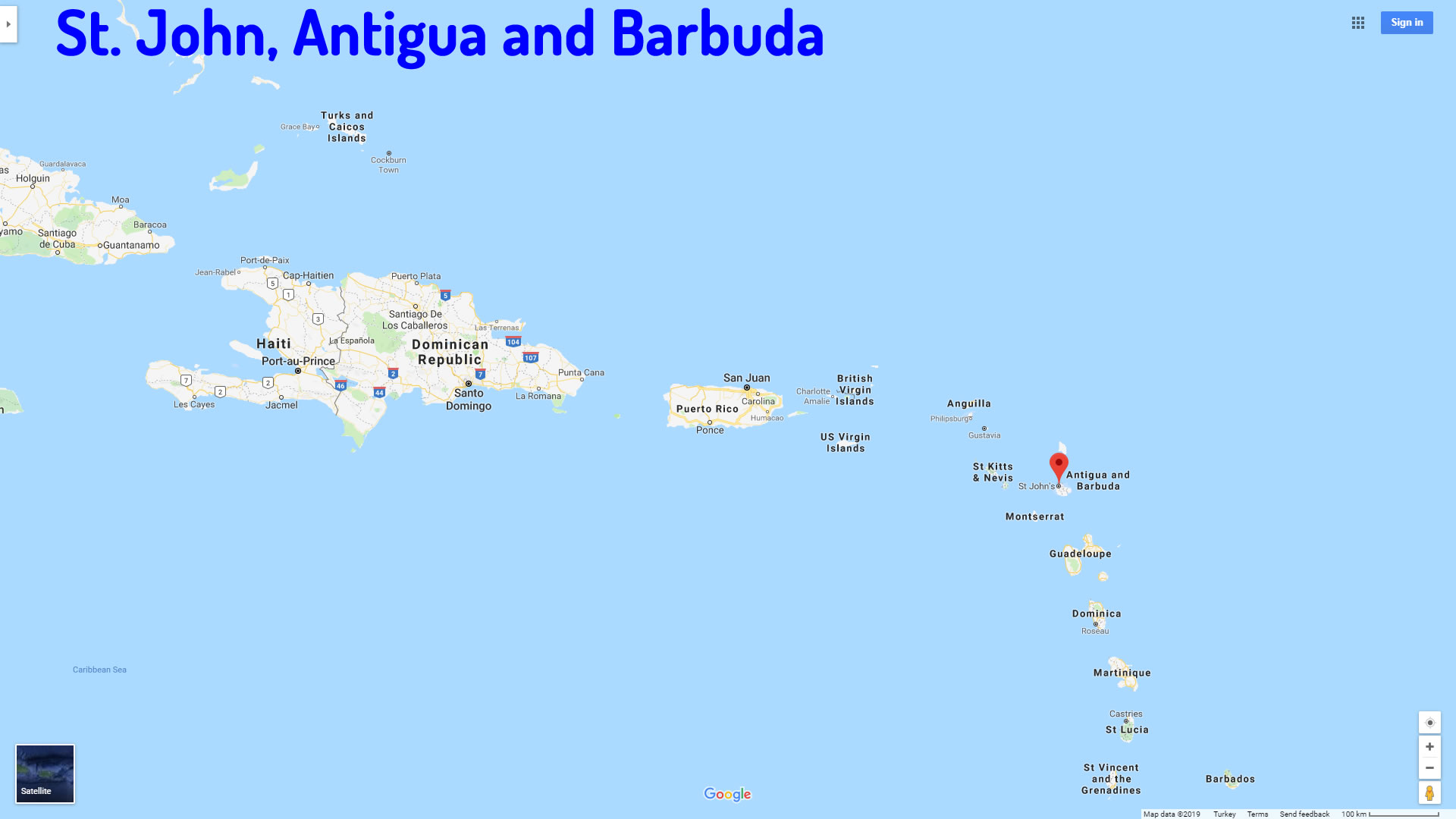 St John map Antigua and Barbuda