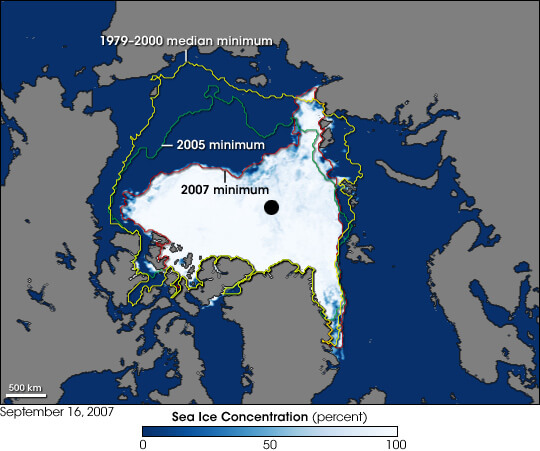 Record Sea Ice Minimum Arctic 2007