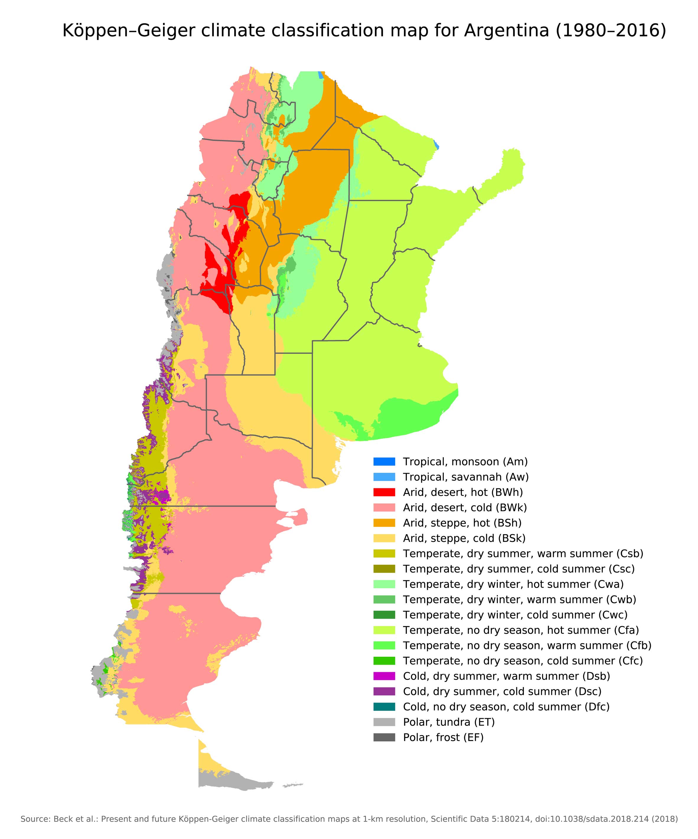 Argentina Climatic Map