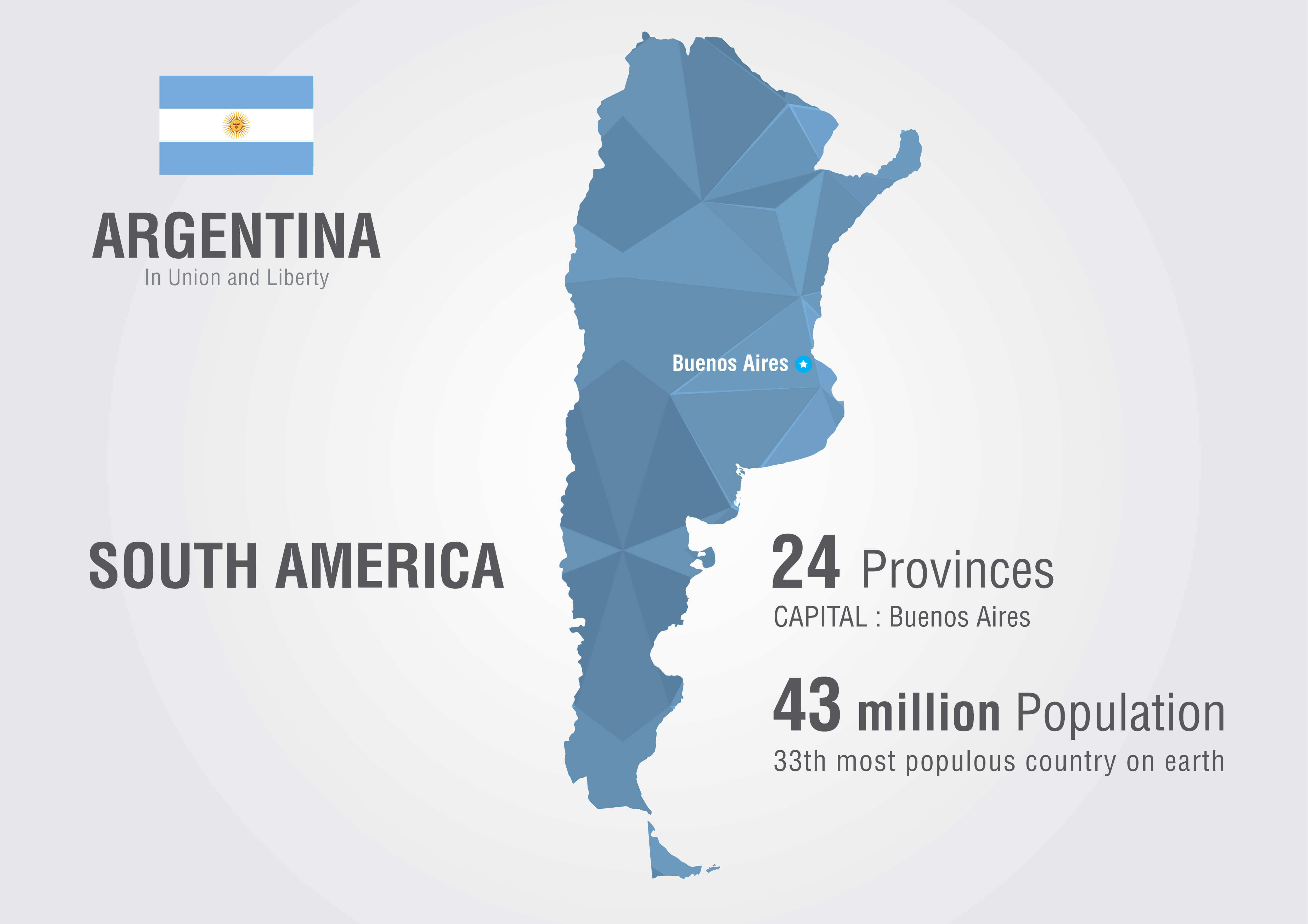 Argentina Map with South America