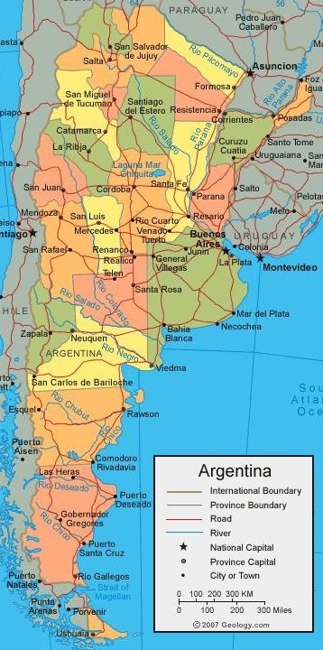Regionals Map of Argentina