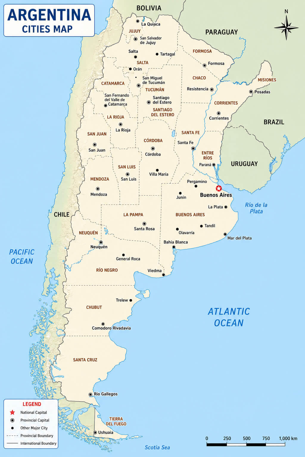 Argentina main cities map