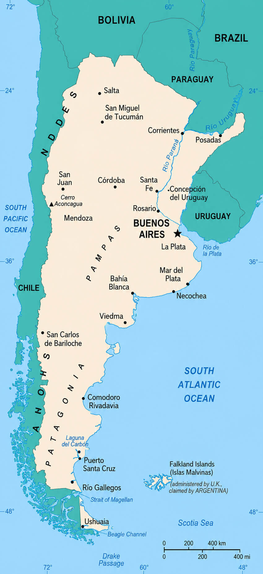 Cities map of Argentina