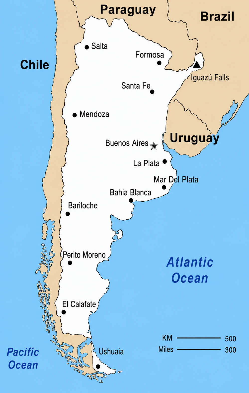 Largest cities map of Argentina