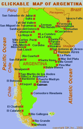 Cities Map of Argentina