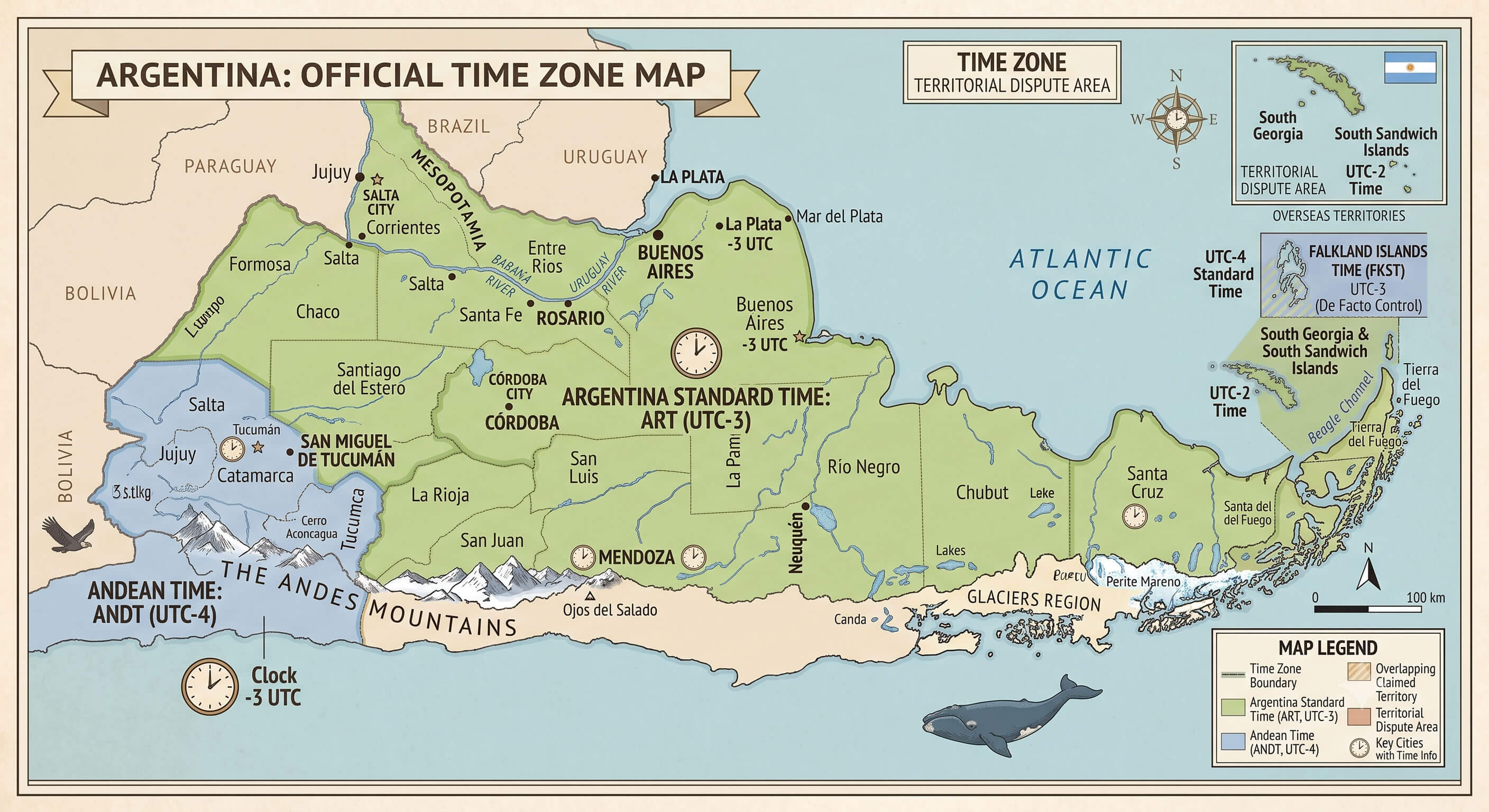 Argentina historical time zone map