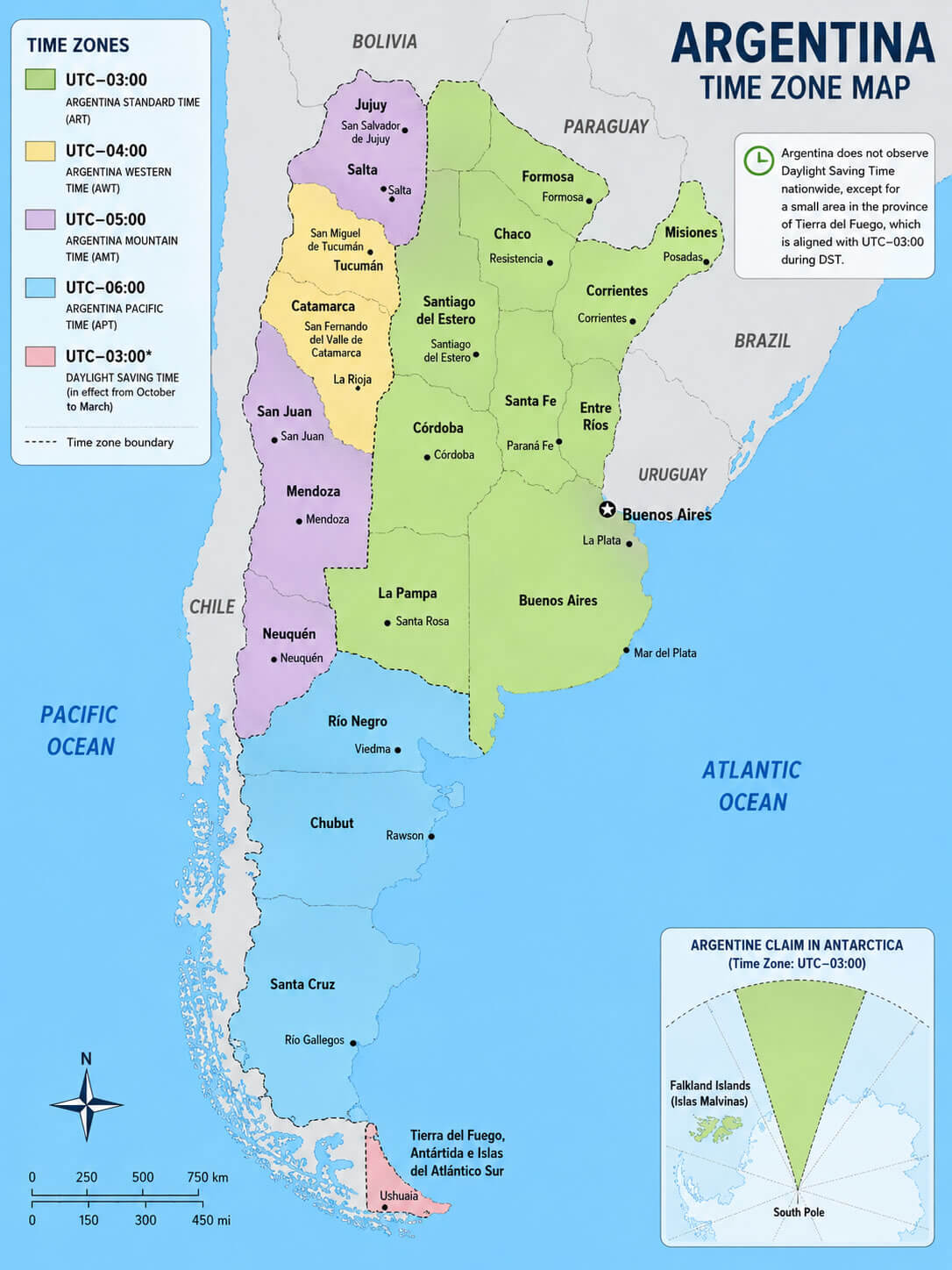 Argentina time zone map