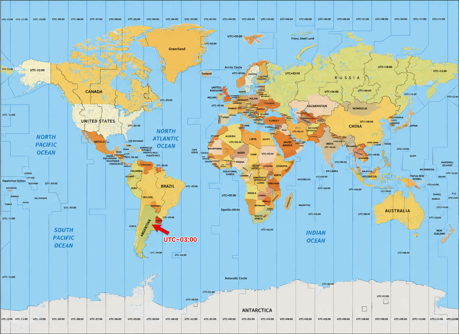 Argentina time zone World map
