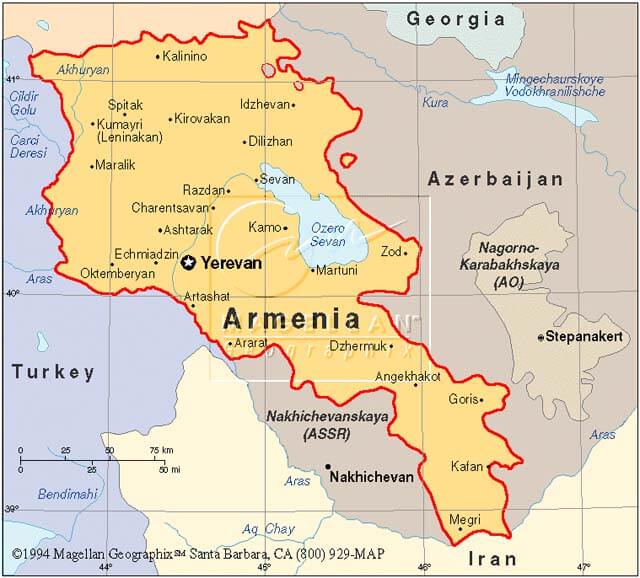 Armenia Cities Map