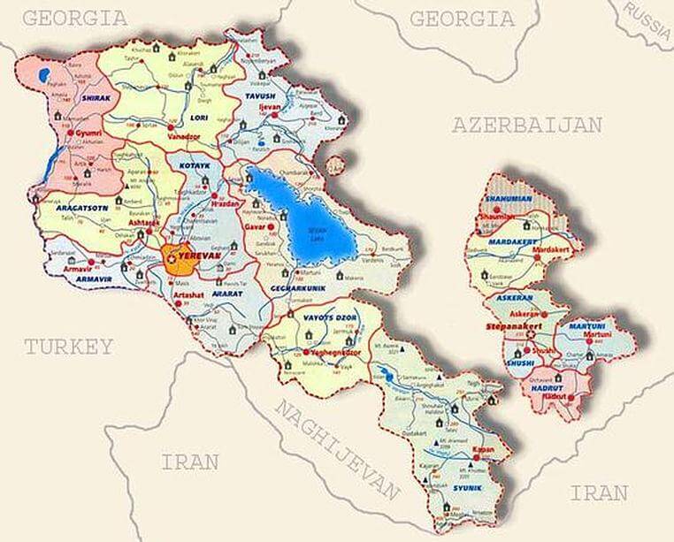 GeographyIQ - World Atlas - Middle East - Map of Armenia