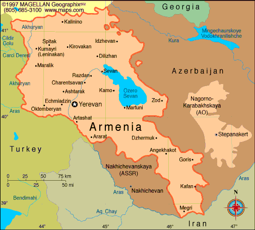 Cities Map of Armenia