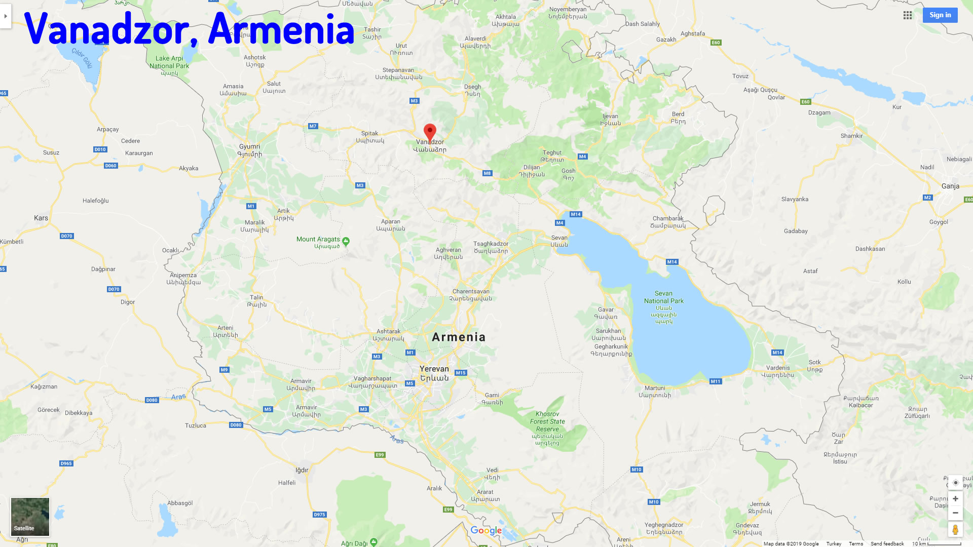 Vanadzor map Armenia