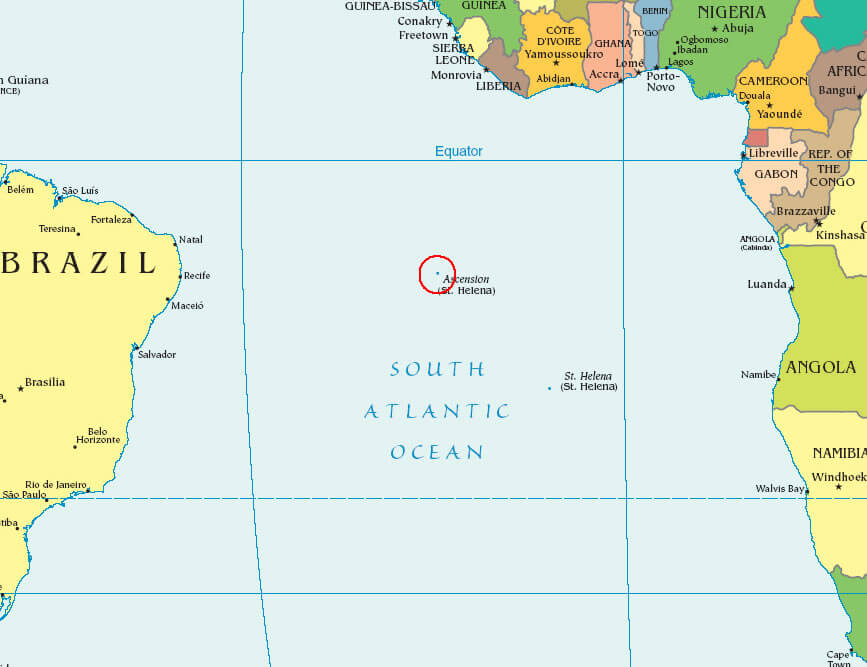 Ascension Island Atlantic Ocean Map
