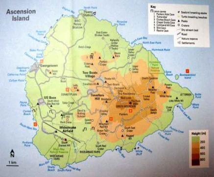 Ascension Island Physical Map