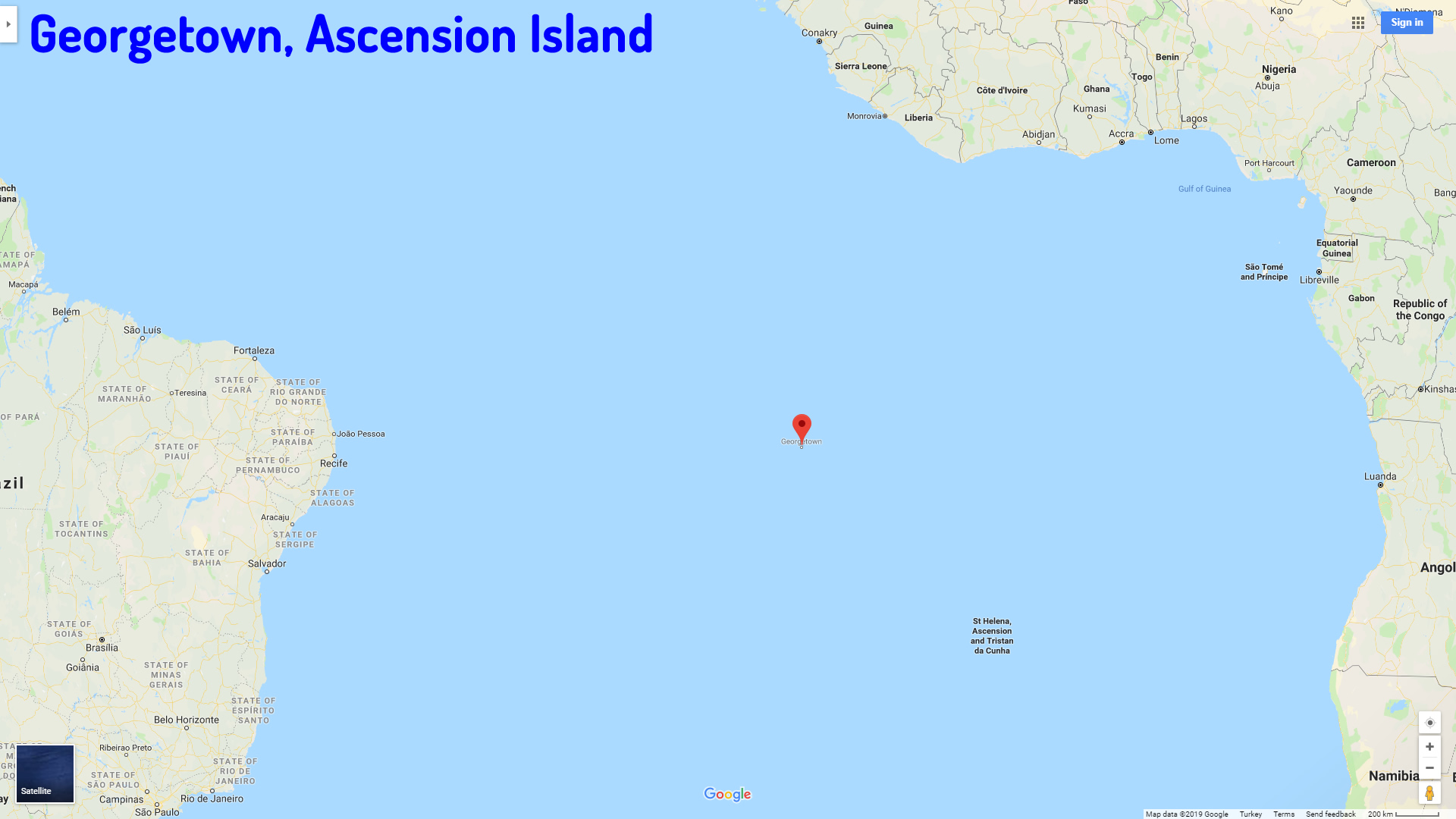 Georgetown map Ascension Island