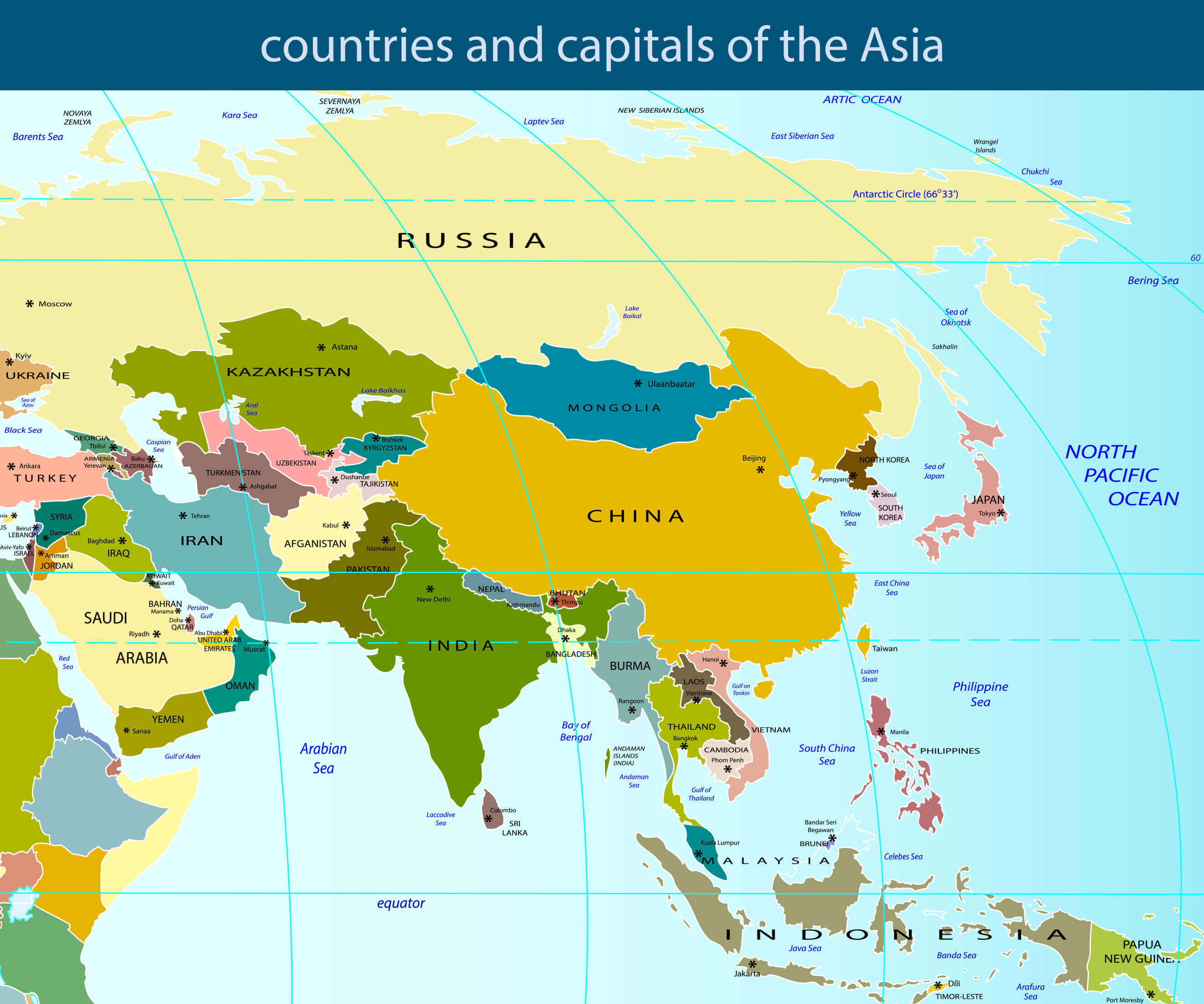 Asia Map With Capitals