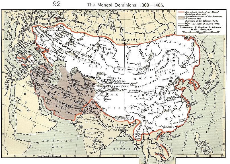 asia mongol empire map 1300 1405