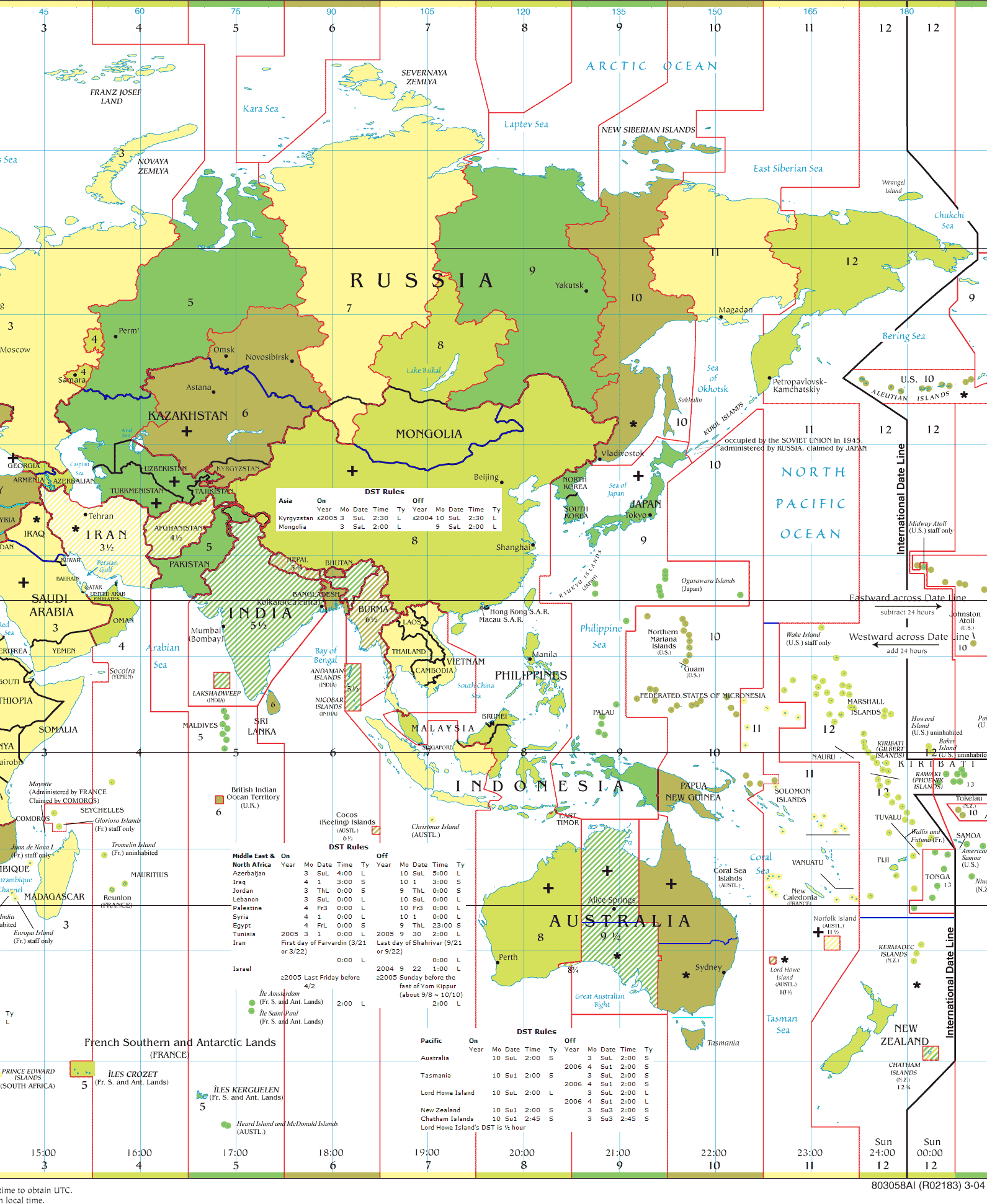 asia time zones map