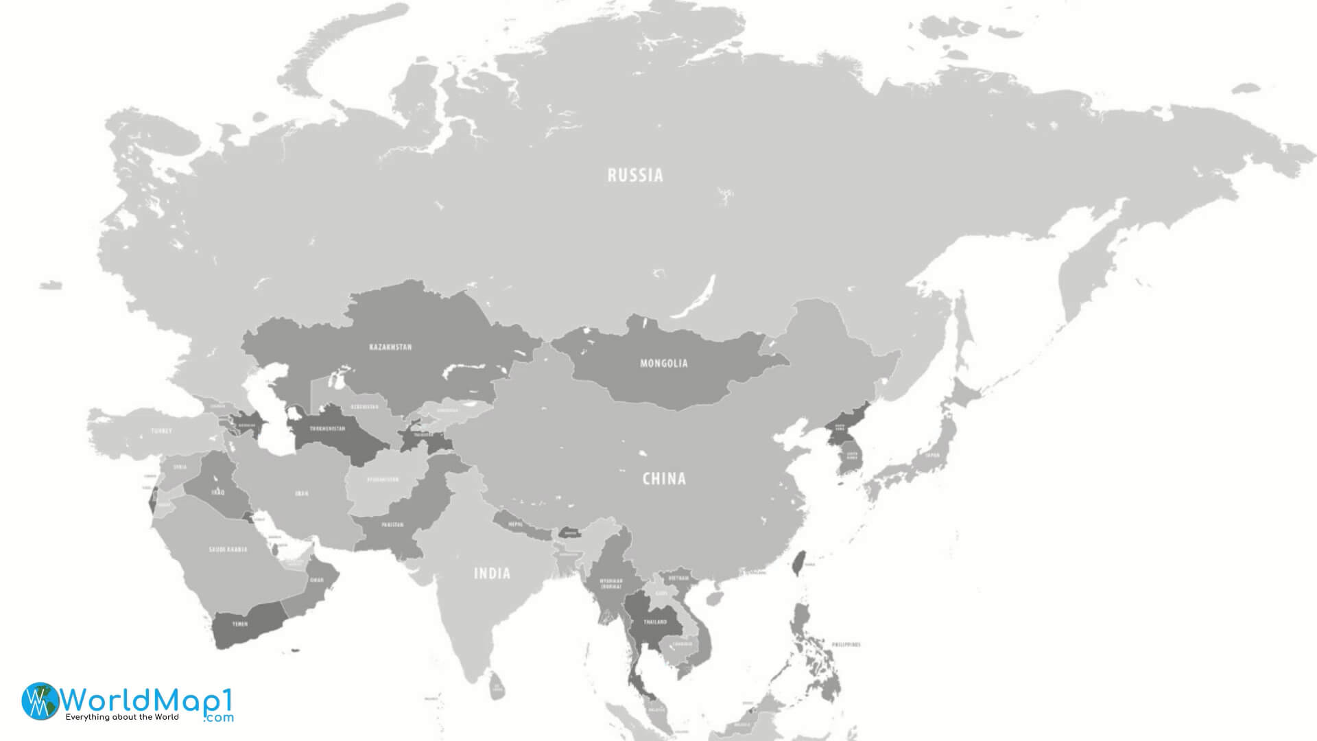 Asia countries map