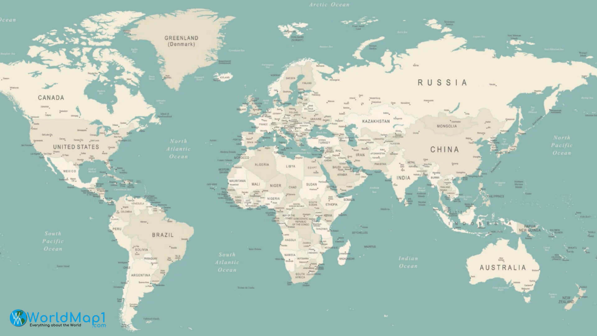Asia map with World countries