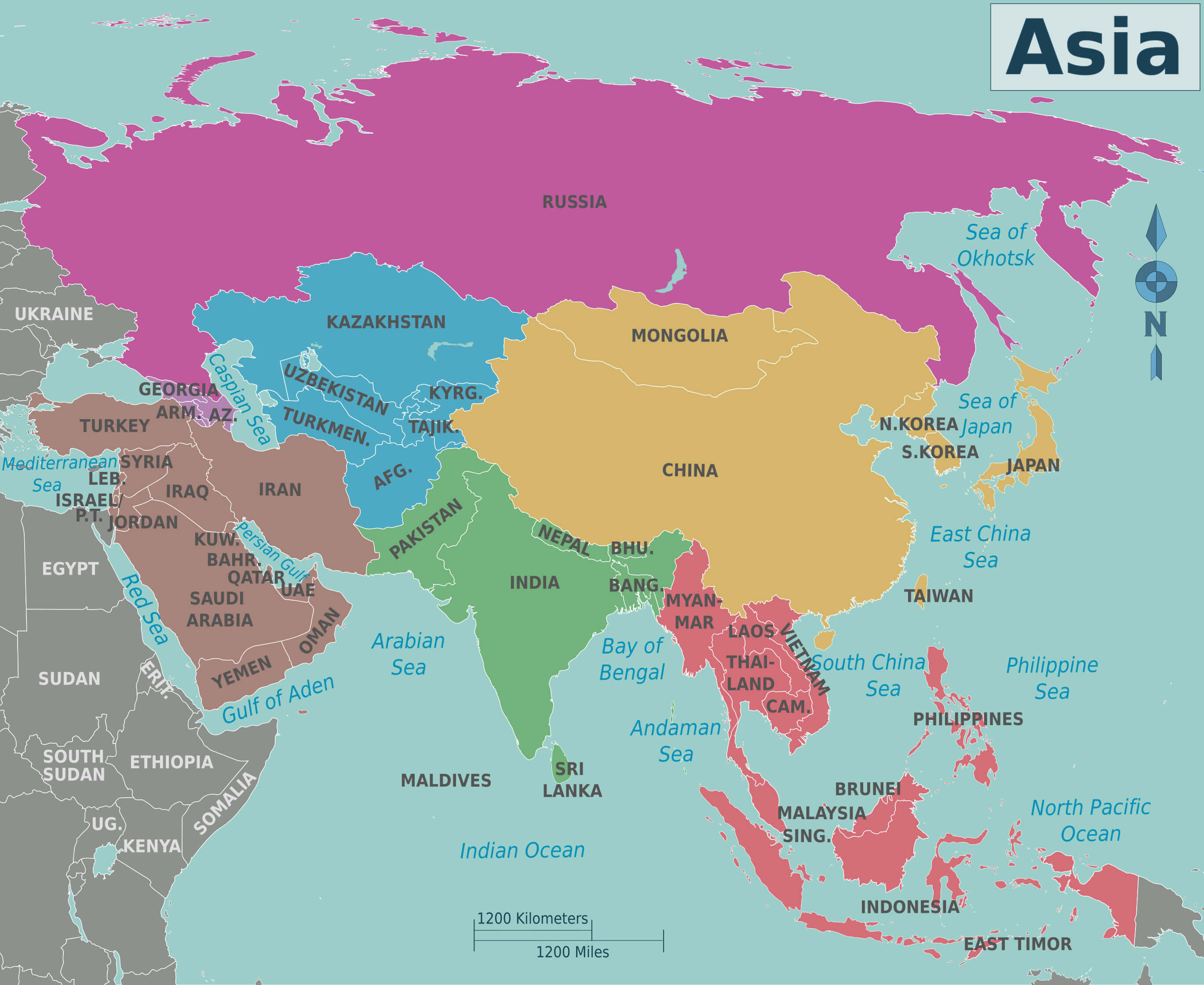Map of Asian countries