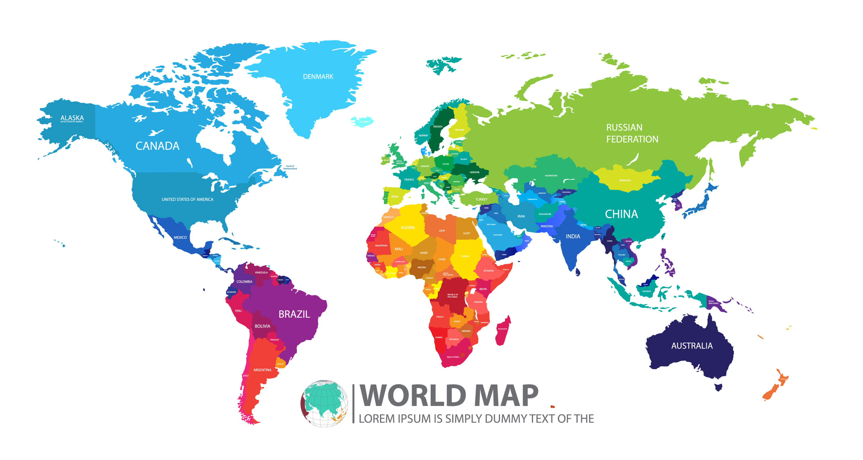 World map Asian countries