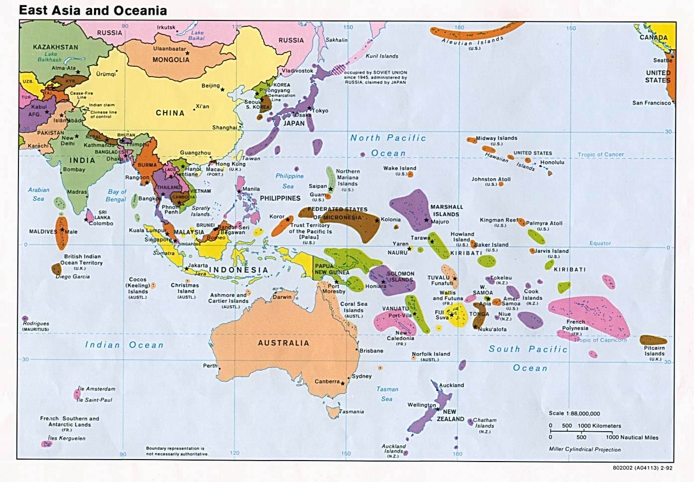 East Asia Oceania Political 1992