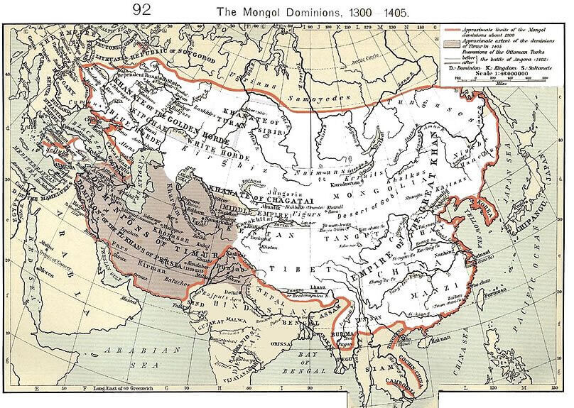 Asia Mongol Empire map 1300 1405