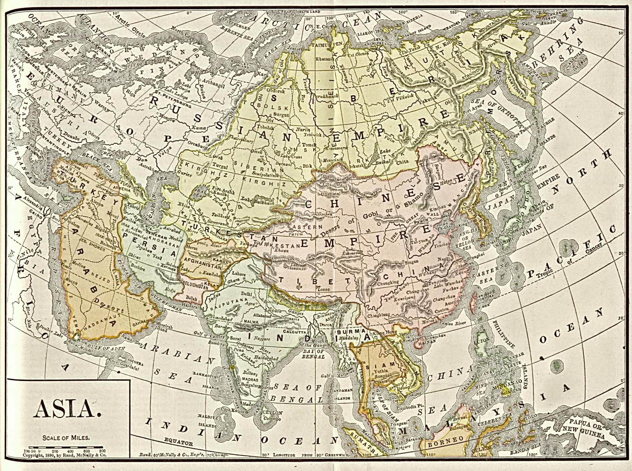 Map of Asia 1892