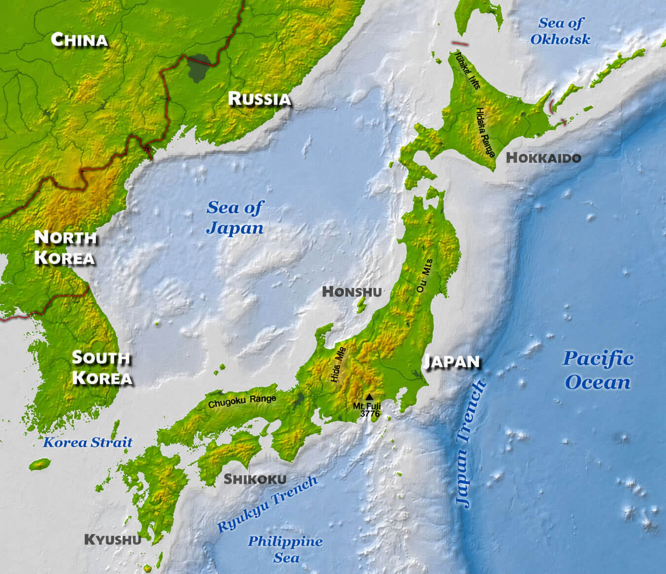 Asia map with japan