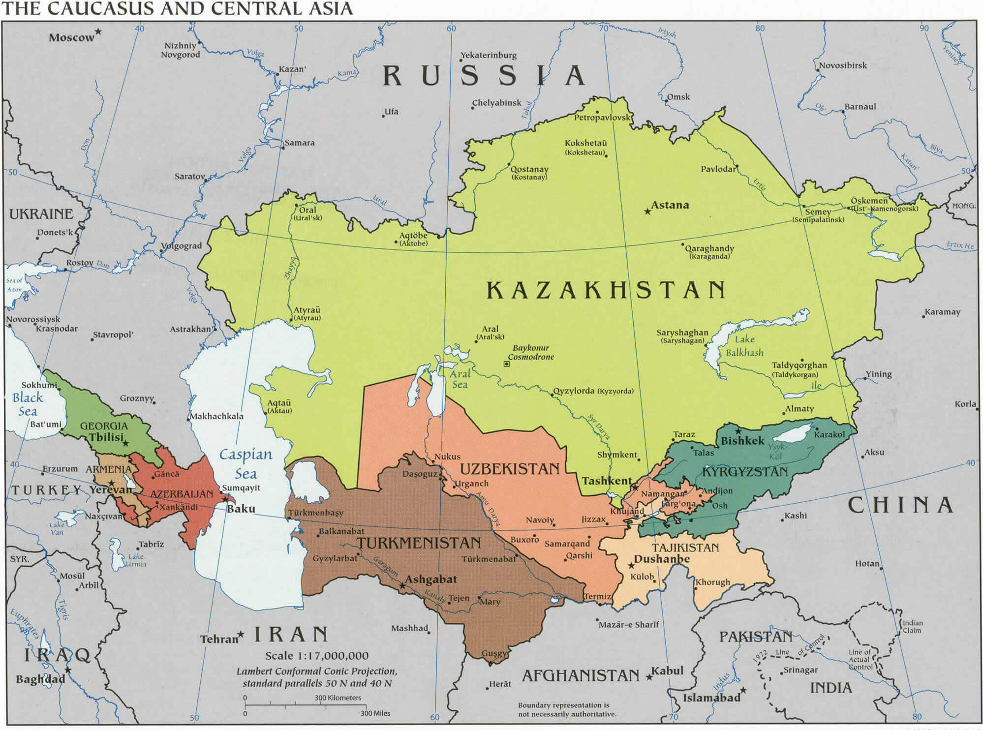 Caucasus central Asia map