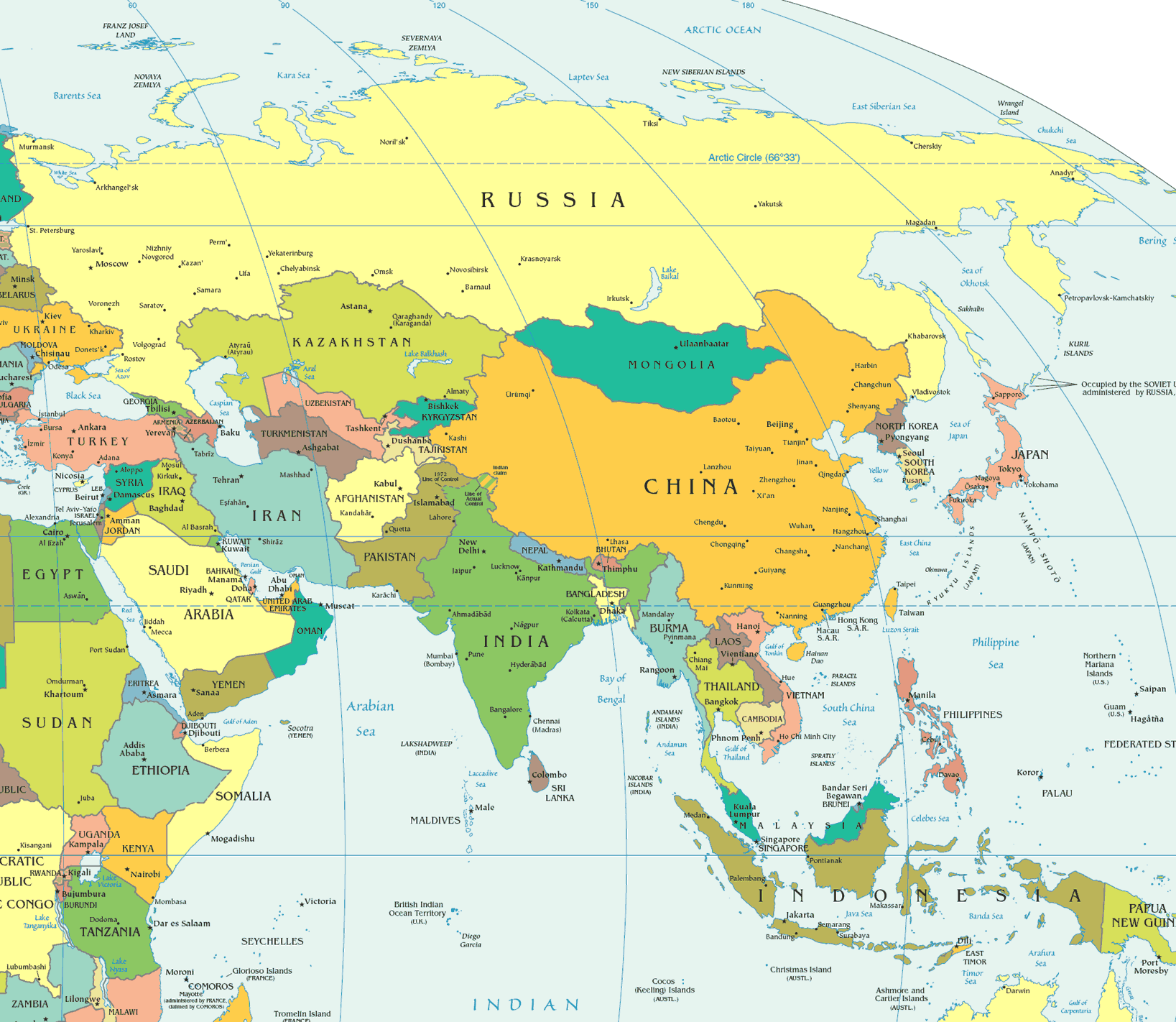 Political map of Asia