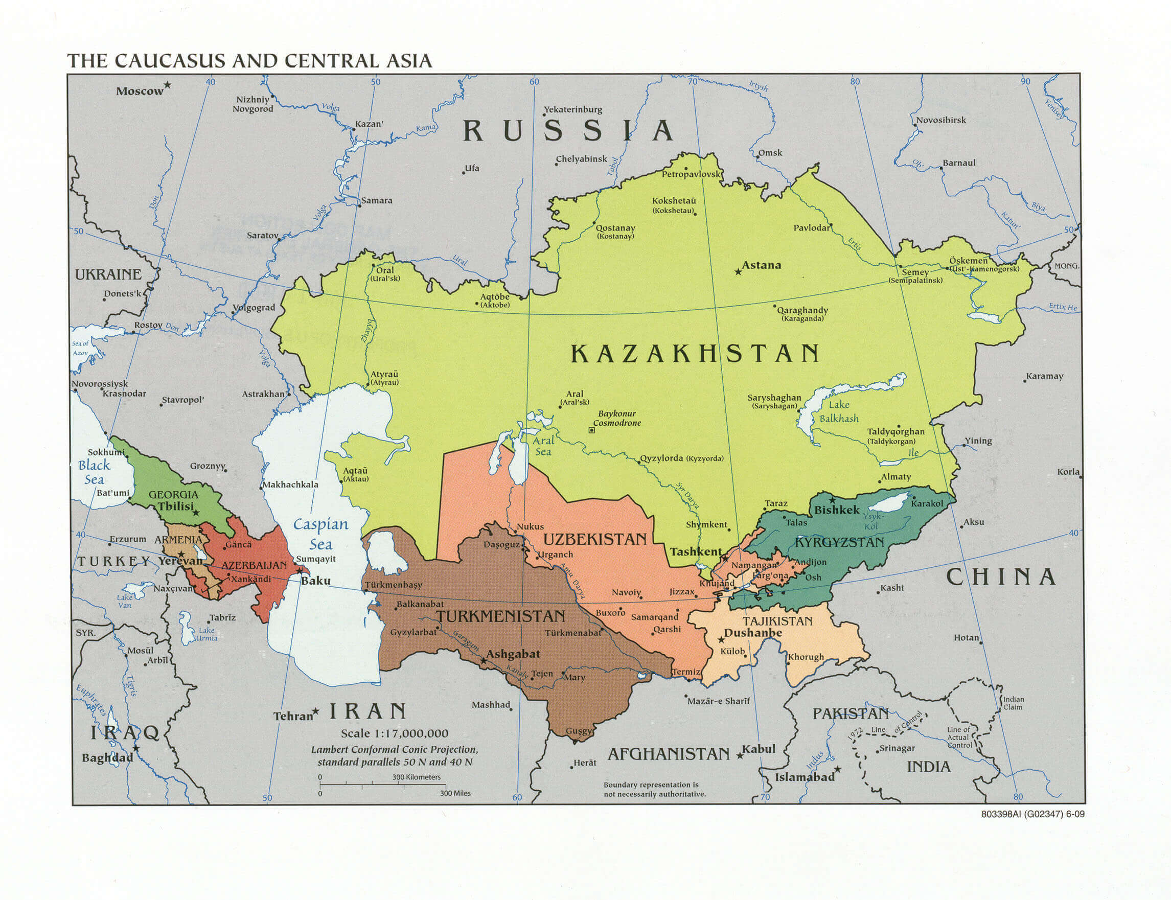 Caucasus central Asia map