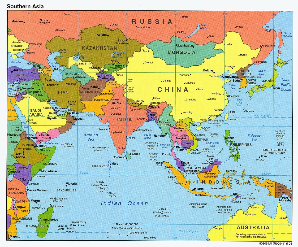 south asia political map 2004