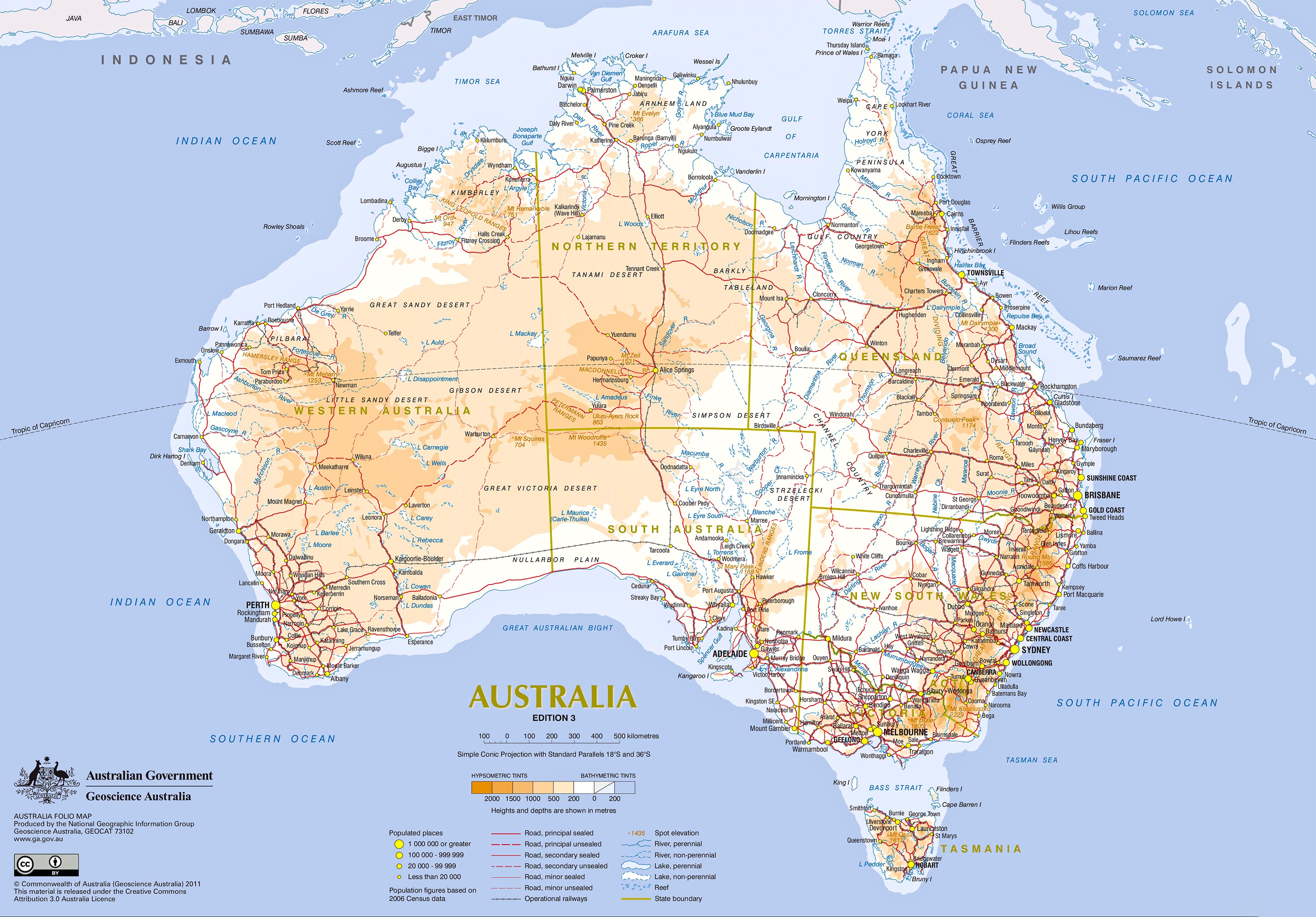 Australia Detailed-Topographic Map