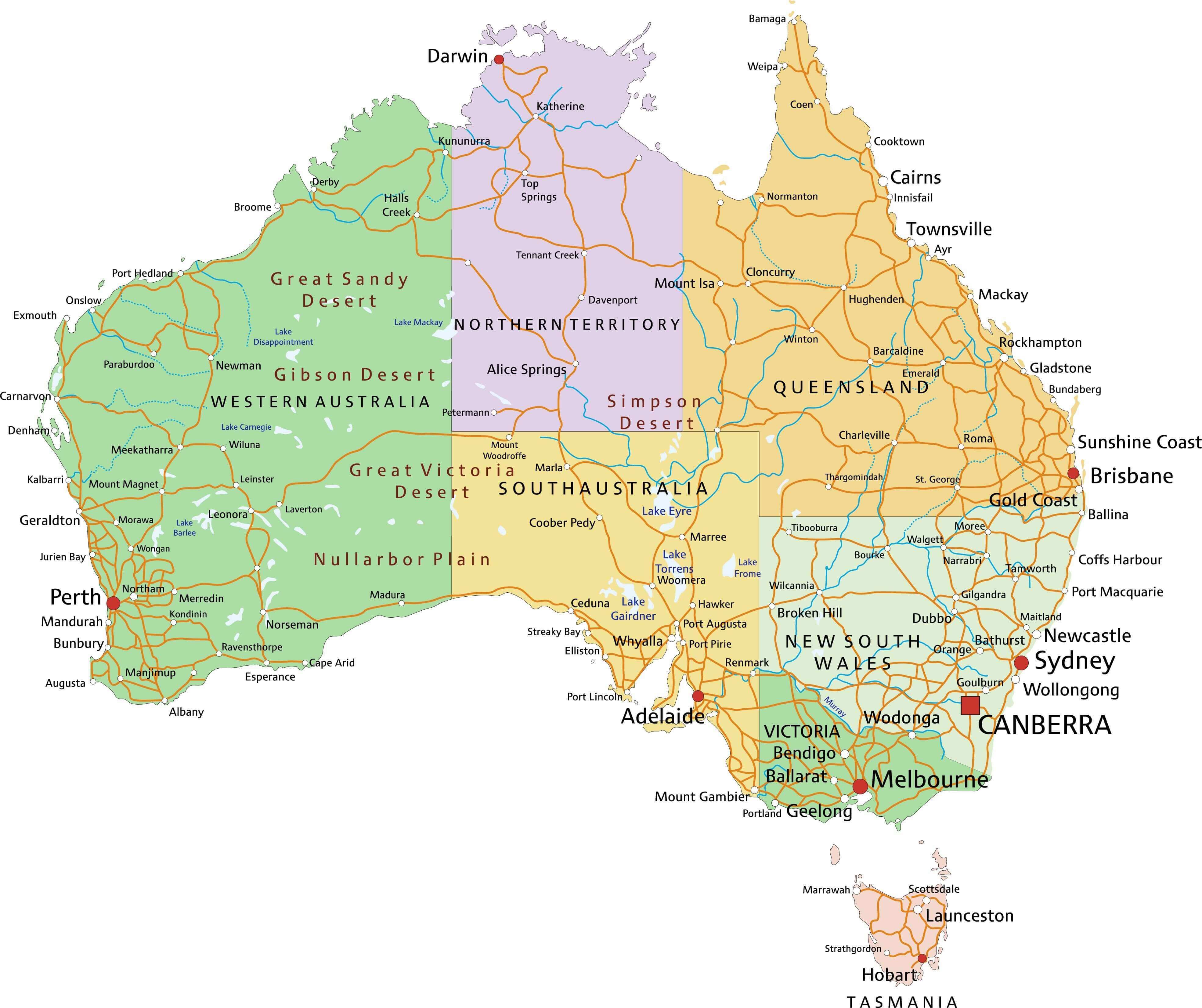 aus travel map