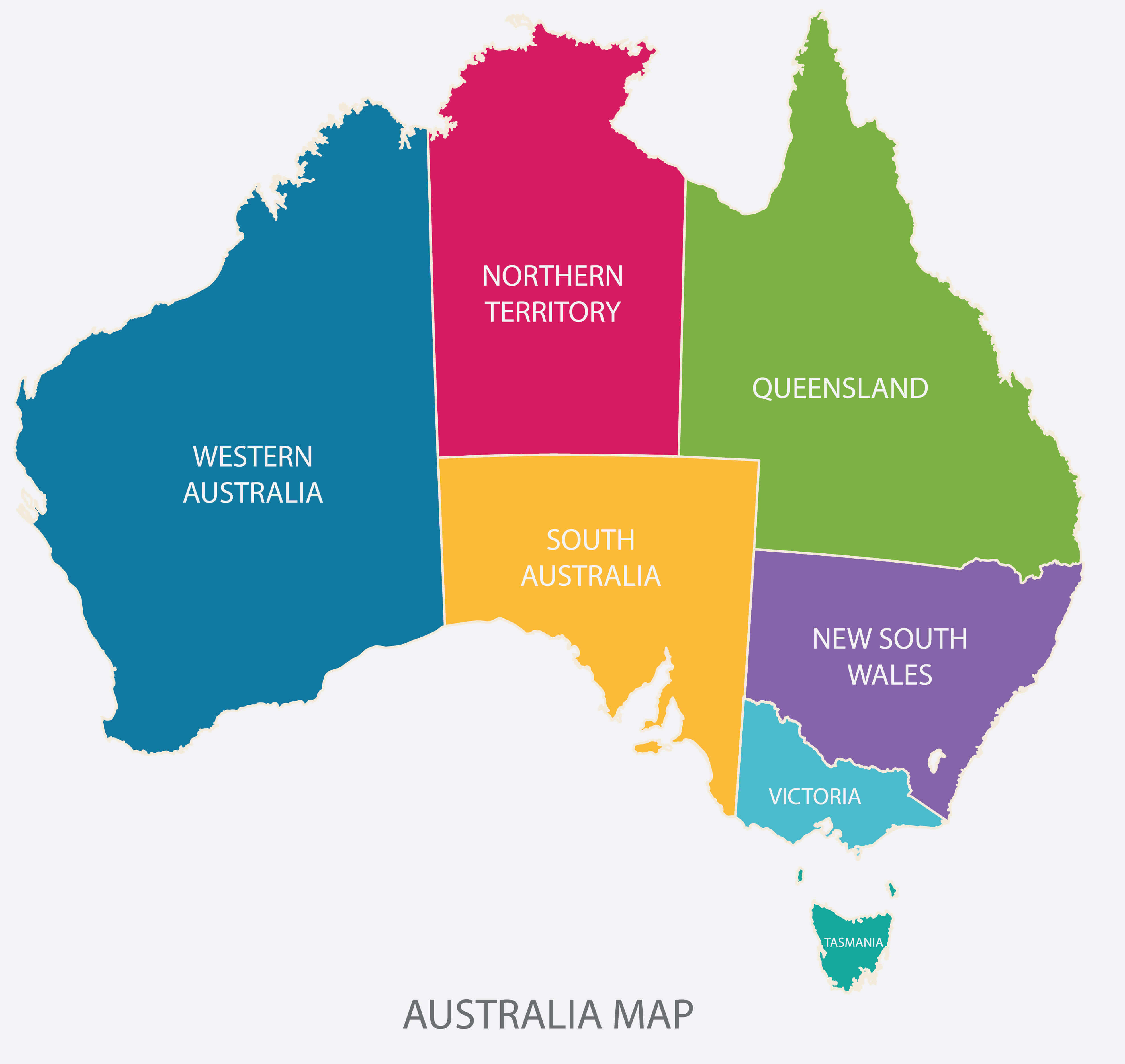 Australia Map Color with Regions