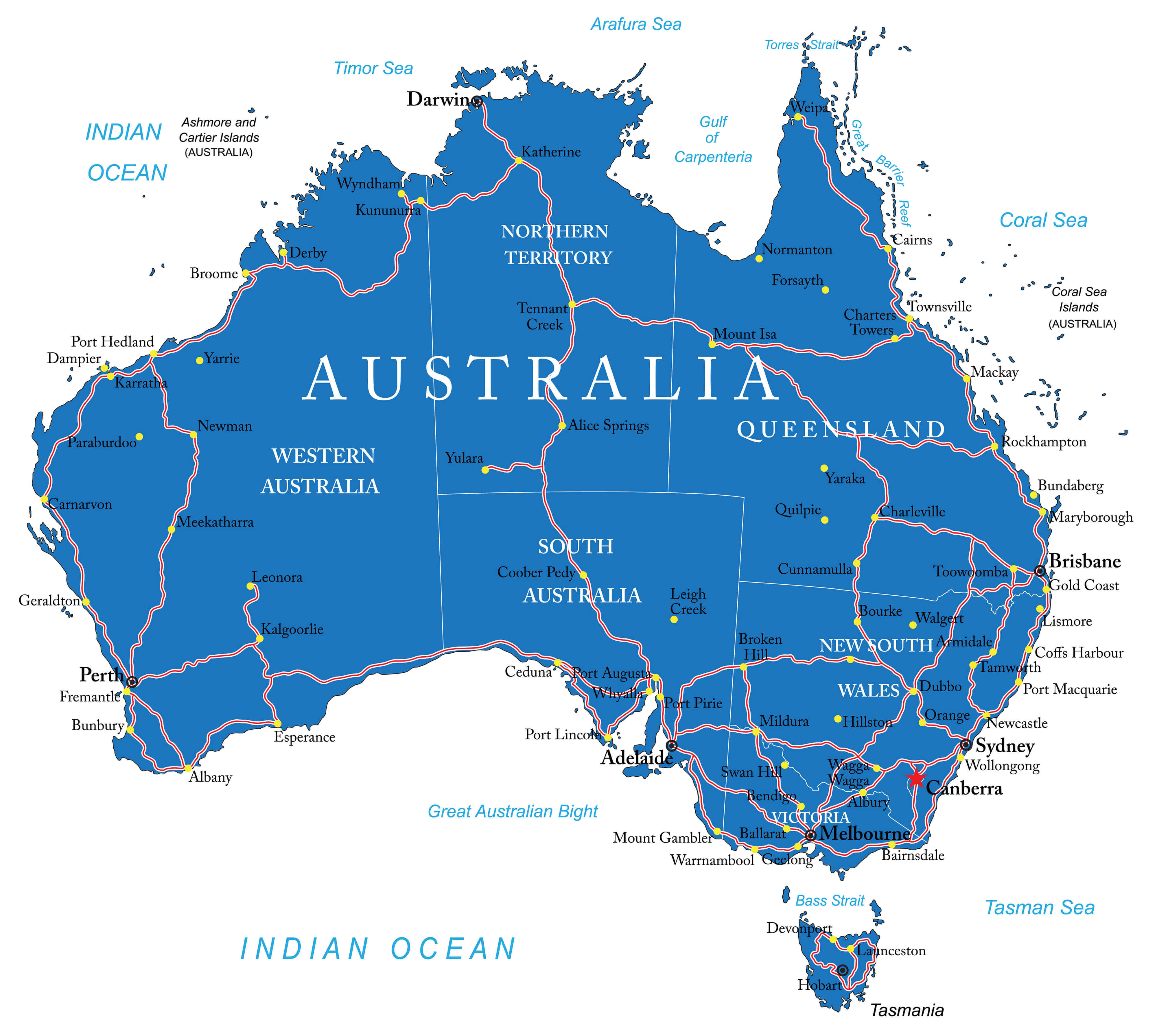 Australia Road Map Printable